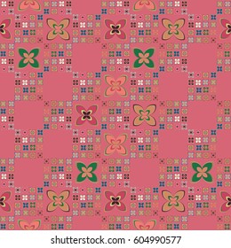 New simple abstract geometric seamless pattern with flower for background. Geometric backdrop with flower silhouette.