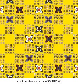 New simple abstract geometric seamless pattern with flower for background. Geometric backdrop with flower silhouette.