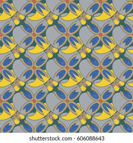 New simple abstract geometric seamless pattern with flower for background. Geometric backdrop with flower silhouette.