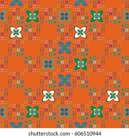 New simple abstract geometric seamless pattern with flower for background. Geometric backdrop with flower silhouette.