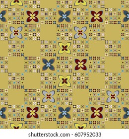 New simple abstract geometric seamless pattern with flower for background. Geometric backdrop with flower silhouette.