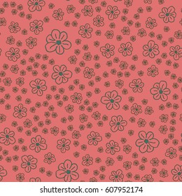 New simple abstract geometric seamless pattern with flower for background. Geometric backdrop with flower silhouette.