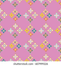 New simple abstract geometric seamless pattern with flower for background. Geometric backdrop with flower silhouette.
