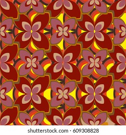 New simple abstract geometric seamless pattern with flower for background. Geometric backdrop with flower silhouette.