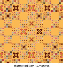 New simple abstract geometric seamless pattern with flower for background. Geometric backdrop with flower silhouette.