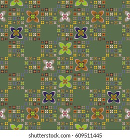 New simple abstract geometric seamless pattern with flower for background. Geometric backdrop with flower silhouette.