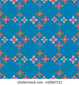 New simple abstract geometric seamless pattern with flower for background. Geometric backdrop with flower silhouette.