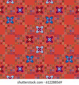 New simple abstract geometric seamless pattern with flower for background. Geometric backdrop with flower silhouette.