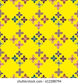New simple abstract geometric seamless pattern with flower for background. Geometric backdrop with flower silhouette.