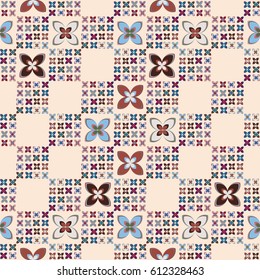 New simple abstract geometric seamless pattern with flower for background. Geometric backdrop with flower silhouette.