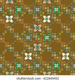 New simple abstract geometric seamless pattern with flower for background. Geometric backdrop with flower silhouette.