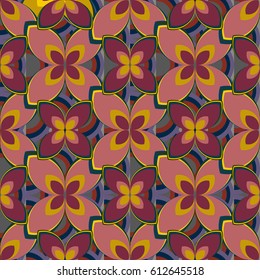 New simple abstract geometric seamless pattern with flower for background. Geometric backdrop with flower silhouette.