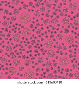 New simple abstract geometric seamless pattern with flower for background. Geometric backdrop with flower silhouette.