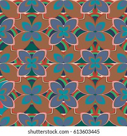 New simple abstract geometric seamless pattern with flower for background. Geometric backdrop with flower silhouette.