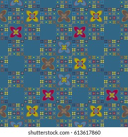 New simple abstract geometric seamless pattern with flower for background. Geometric backdrop with flower silhouette.