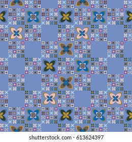 New simple abstract geometric seamless pattern with flower for background. Geometric backdrop with flower silhouette.