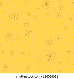 New simple abstract geometric seamless pattern with flower for background. Geometric backdrop with flower silhouette.