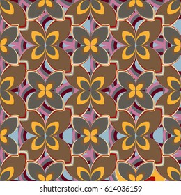 New simple abstract geometric seamless pattern with flower for background. Geometric backdrop with flower silhouette.