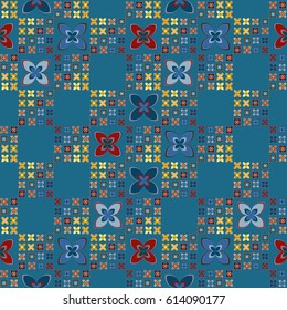 New simple abstract geometric seamless pattern with flower for background. Geometric backdrop with flower silhouette.