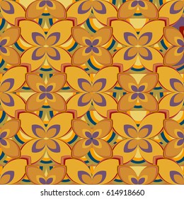 New simple abstract geometric seamless pattern with flower for background. Geometric backdrop with flower silhouette.