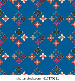 New simple abstract geometric seamless pattern with flower for background. Geometric backdrop with flower silhouette.