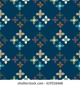 New simple abstract geometric seamless pattern with flower for background. Geometric backdrop with flower silhouette.