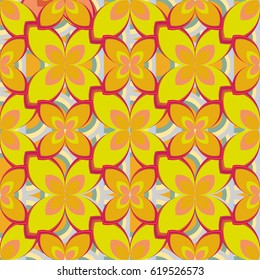 New simple abstract geometric seamless pattern with flower for background. Geometric backdrop with flower silhouette.