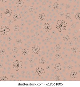 New simple abstract geometric seamless pattern with flower for background. Geometric backdrop with flower silhouette.
