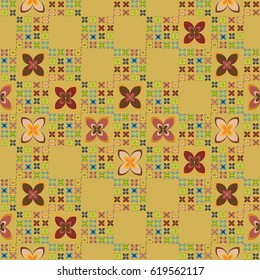 New simple abstract geometric seamless pattern with flower for background. Geometric backdrop with flower silhouette.