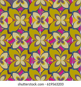 New simple abstract geometric seamless pattern with flower for background. Geometric backdrop with flower silhouette.