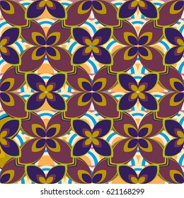 New simple abstract geometric seamless pattern with flower for background. Geometric backdrop with flower silhouette.