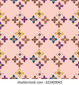 New simple abstract geometric seamless pattern with flower for background. Geometric backdrop with flower silhouette.
