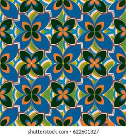 New simple abstract geometric seamless pattern with flower for background. Geometric backdrop with flower silhouette.
