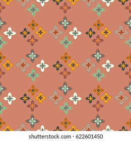 New simple abstract geometric seamless pattern with flower for background. Geometric backdrop with flower silhouette.