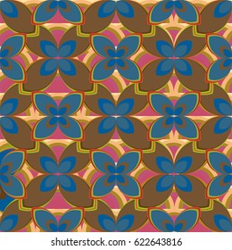 New simple abstract geometric seamless pattern with flower for background. Geometric backdrop with flower silhouette.