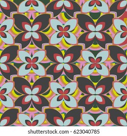 New simple abstract geometric seamless pattern with flower for background. Geometric backdrop with flower silhouette.
