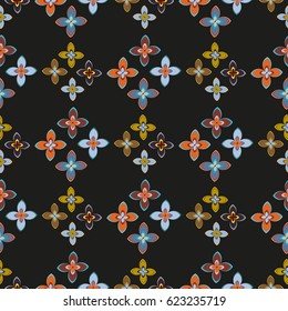 New simple abstract geometric seamless pattern with flower for background. Geometric backdrop with flower silhouette.
