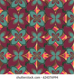 New simple abstract geometric seamless pattern with flower for background. Geometric backdrop with flower silhouette.