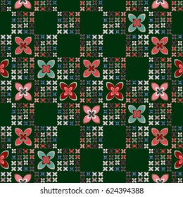 New simple abstract geometric seamless pattern with flower for background. Geometric backdrop with flower silhouette.