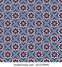 New simple abstract geometric seamless pattern with flower for background. Geometric backdrop with flower silhouette.