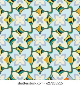 New simple abstract geometric seamless pattern with flower for background. Geometric backdrop with flower silhouette.