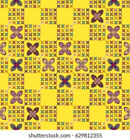 New simple abstract geometric seamless pattern with flower for background. Geometric backdrop with flower silhouette.