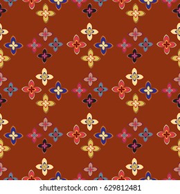 New simple abstract geometric seamless pattern with flower for background. Geometric backdrop with flower silhouette.
