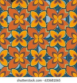 New simple abstract geometric seamless pattern with flower for background. Geometric backdrop with flower silhouette.