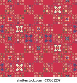 New simple abstract geometric seamless pattern with flower for background. Geometric backdrop with flower silhouette.