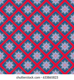 New simple abstract geometric seamless pattern with flower for background. Geometric backdrop with flower silhouette.