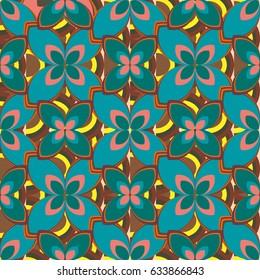 New simple abstract geometric seamless pattern with flower for background. Geometric backdrop with flower silhouette.