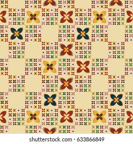 New simple abstract geometric seamless pattern with flower for background. Geometric backdrop with flower silhouette.