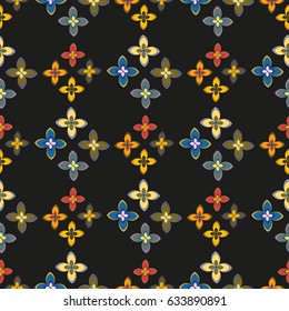 New simple abstract geometric seamless pattern with flower for background. Geometric backdrop with flower silhouette.