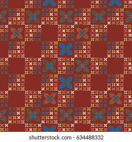 New simple abstract geometric seamless pattern with flower for background. Geometric backdrop with flower silhouette.